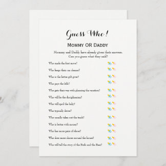 Baby Shower Games - Wishes for Baby and Guess Who Invitation