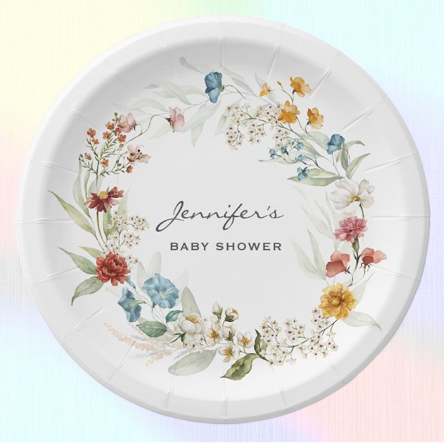 Baby Shower Garden Florals 7-in Colourful Paper Plate (Creator Uploaded)