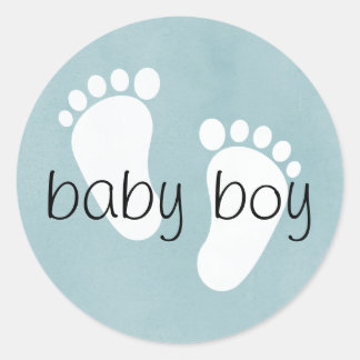 Baby Shower Gender Guess Stickers-- Boy Classic Round Sticker