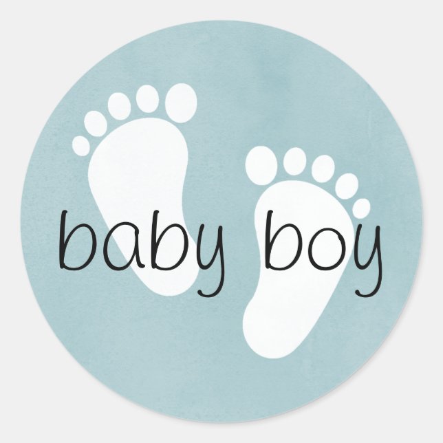 Baby Shower Gender Guess Stickers-- Boy Classic Round Sticker (Front)