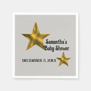 Baby Shower Gender Neutral Minimalist Gold Star Napkin