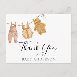 Baby Shower Gender Neutral Thank You Postcard