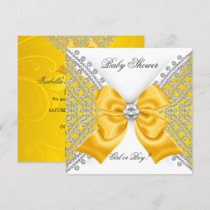 Baby Shower Gender Reveal Yellow White Invitation