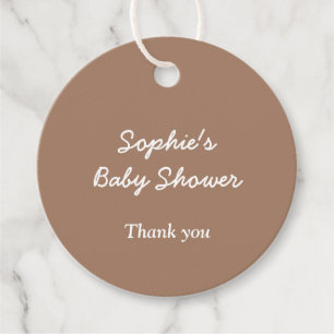 Baby Shower Gentle Brown Minimalist Favour Tags