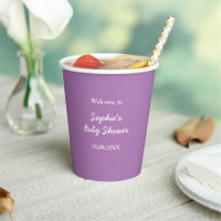 Baby Shower Gentle Purple Minimalist Paper Cups