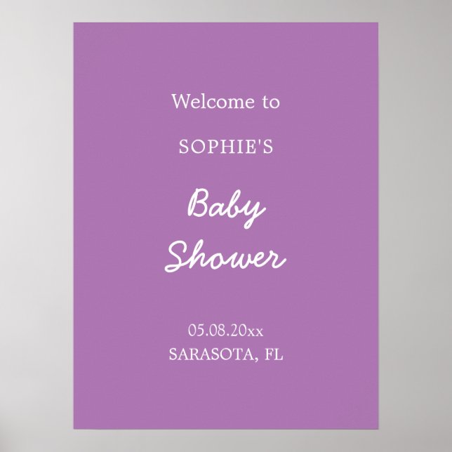 Baby Shower Gentle Purple Welcome Poster (Front)