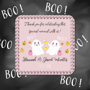 Baby Shower Ghosts Thank You Favour Pink Stickers