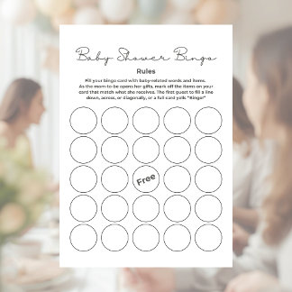 Baby Shower Gift Bingo Game Custom Letterhead