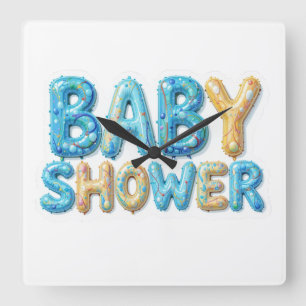 Baby shower gift square wall clock