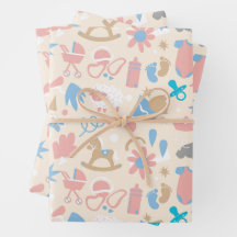 Baby Shower Gift Wrapping Paper (Set of 3 Sheets)