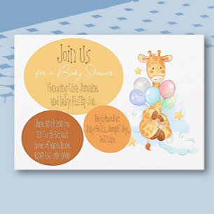 Baby Shower Giraffe Flat  Invitation
