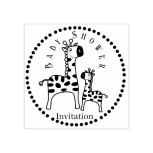 Baby Shower Giraffe Rubber Stamp