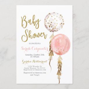 Baby Shower girl balloons Invitation