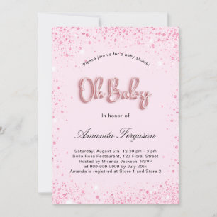 Baby Shower girl blush pink glitter sparkles Invitation