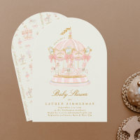 Baby Shower Girl Carousel Fairytale Bows Sage Arch