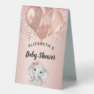 Baby Shower girl elephant rose gold balloons