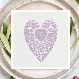 Baby shower girl folk flower heart Paper  Napkin