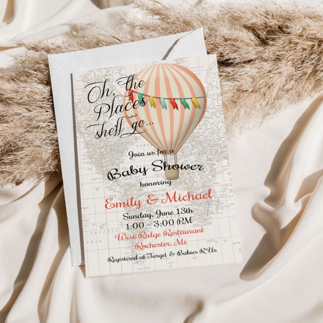 Baby Shower Girl Hot Air Balloon Invitation (Creator Uploaded)