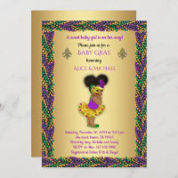 Baby Shower Girl,Mardi Gras Girl,gold, pearl colou