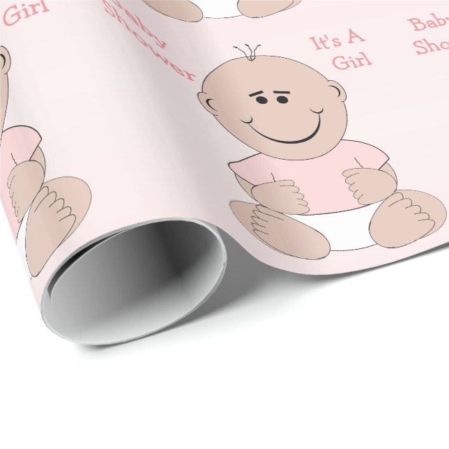 Baby Shower Girl Personalised Wrapping Paper (Roll Corner)