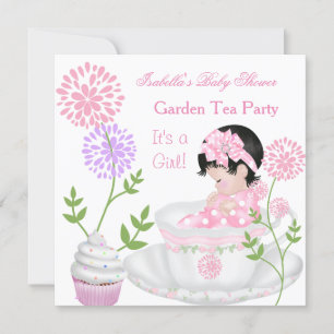 Baby Shower Girl Pink Baby Garden Tea Party Invitation