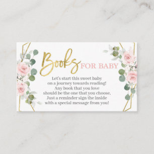 Baby shower girl pink bring a book enclosure card