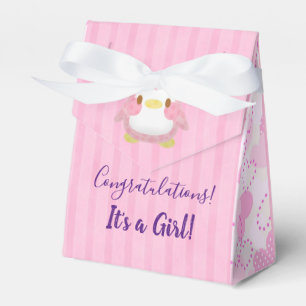 Baby Shower Girl Pink Penguin Favor Box