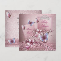 Baby Shower Girl Pink Princess Butterfly