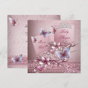 Baby Shower Girl Pink Princess Butterfly Invitation