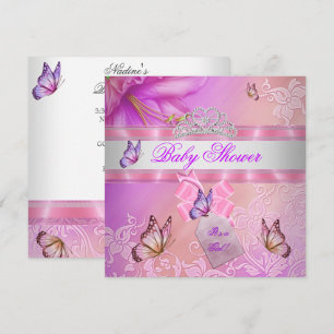Baby Shower Girl Pink Purple Princess Butterfly Invitation