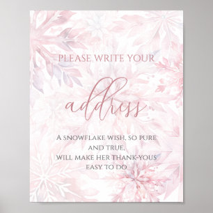 Baby Shower Girl Pink Snowflake Address  Poster