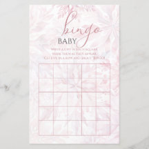 Baby Shower Girl Pink Snowflake Bingo Game