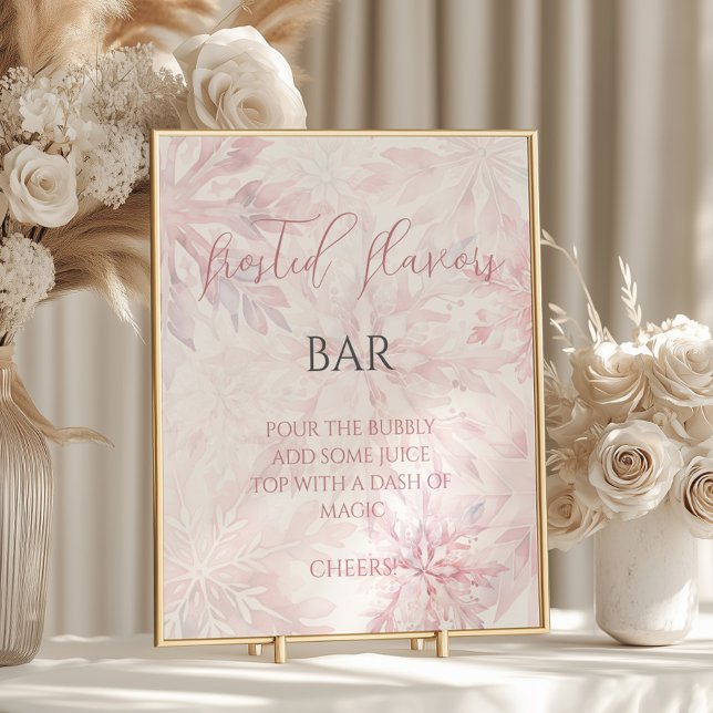 Baby Shower Girl Pink Snowflake Mum-osa Bar  Poster (Creator Uploaded)