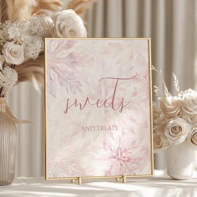 Baby Shower Girl Pink Snowflake Sweets and Treats  Poster (Creator Uploaded)