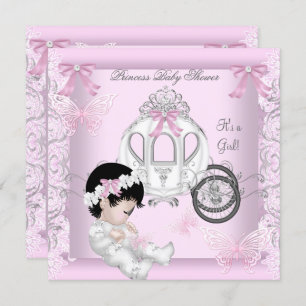 Baby Shower Girl Princess Carriage Butterfly Invitation