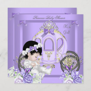 Baby Shower Girl Princess Carriage Lavender Invitation