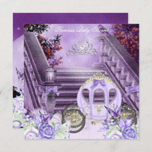 Baby Shower Girl Princess Carriage Lavender Invitation