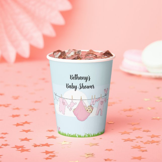 Baby Shower Girl Reveal Party Paper Cups (Insitu)