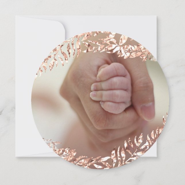 Baby Shower Girl Rose Gold Pink Royal Photo E Invitation (Back)
