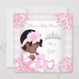 Baby Shower Girl Sweet Baby Peach Pink White Bear Invitation