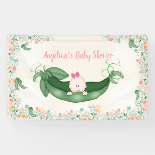 Baby Shower Girl Sweet Pea Pink Bow Peapod Banner