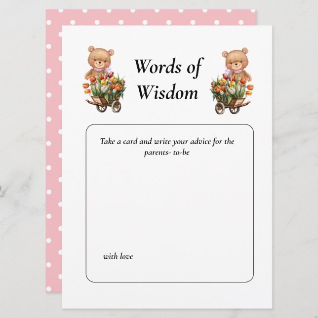 Baby Shower Girl Teddy Floral  Invitation (Front/Back)