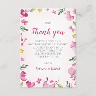Baby Shower Girl Thank you card | Pink | Elephant