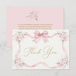 Baby Shower Girl Thank You Card with bow