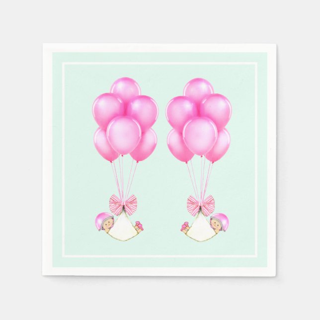 Baby Shower Girl Twins Napkin (Front)