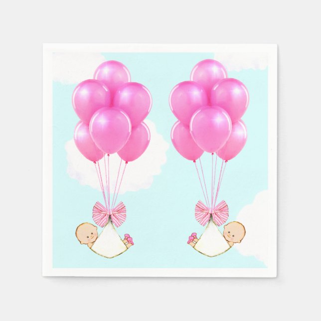 Baby Shower Girl Twins Napkin (Front)