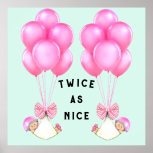 Baby Shower Girl Twins Poster