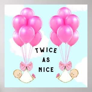 Baby Shower Girl Twins Poster