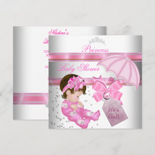 Baby Shower Girl White Pink Princess Tiara Invitation