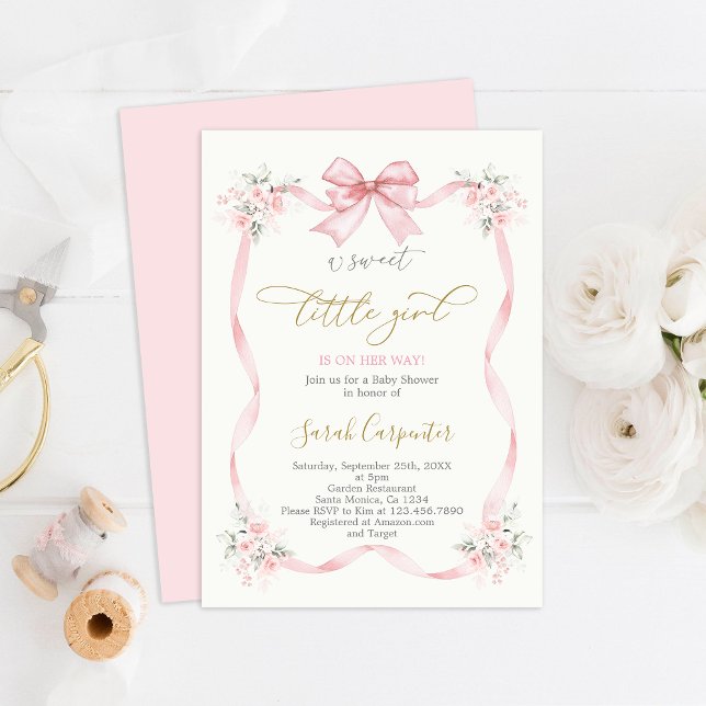 Baby Shower Girl with bow Invitation (Creator Uploaded)